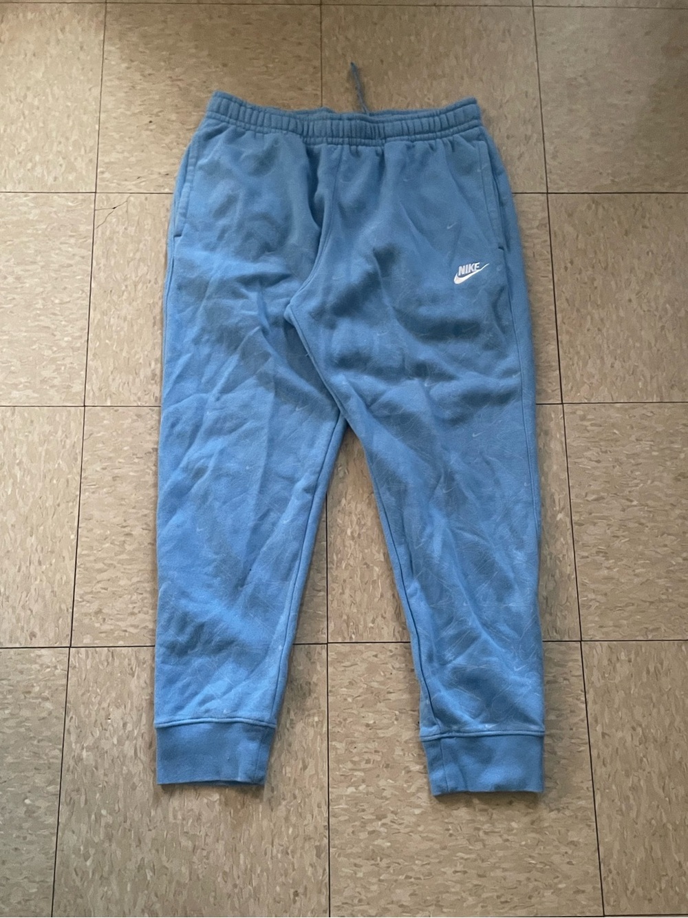 Nike Kids Blue Fleece Joggers with White Swoosh